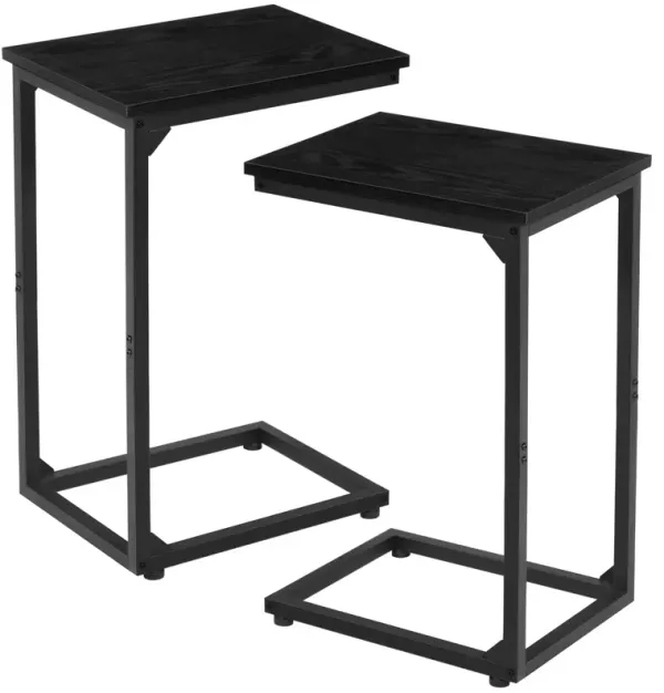 AMHANCIBLE C Shaped End Table Set of 2, Couch Tables That Slide Under, TV Tray Snack Table for Sofa, Small Side Table for Couch,