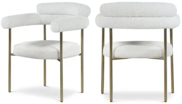 Meridian Furniture Blake Cream Boucle Fabric Dining Chair, Set of 2