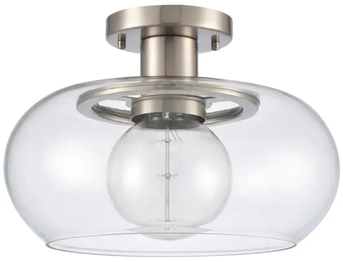 Clement 13'' Wide 1-Light Nickel Semi Flush Mount