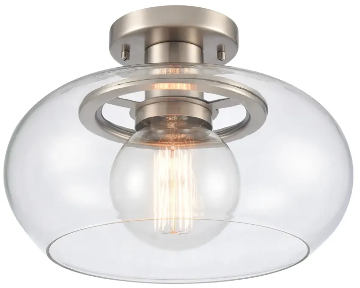 Clement 13'' Wide 1-Light Nickel Semi Flush Mount