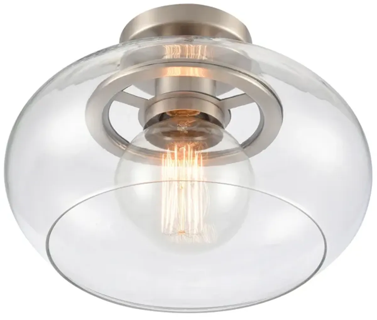 Clement 13'' Wide 1-Light Nickel Semi Flush Mount