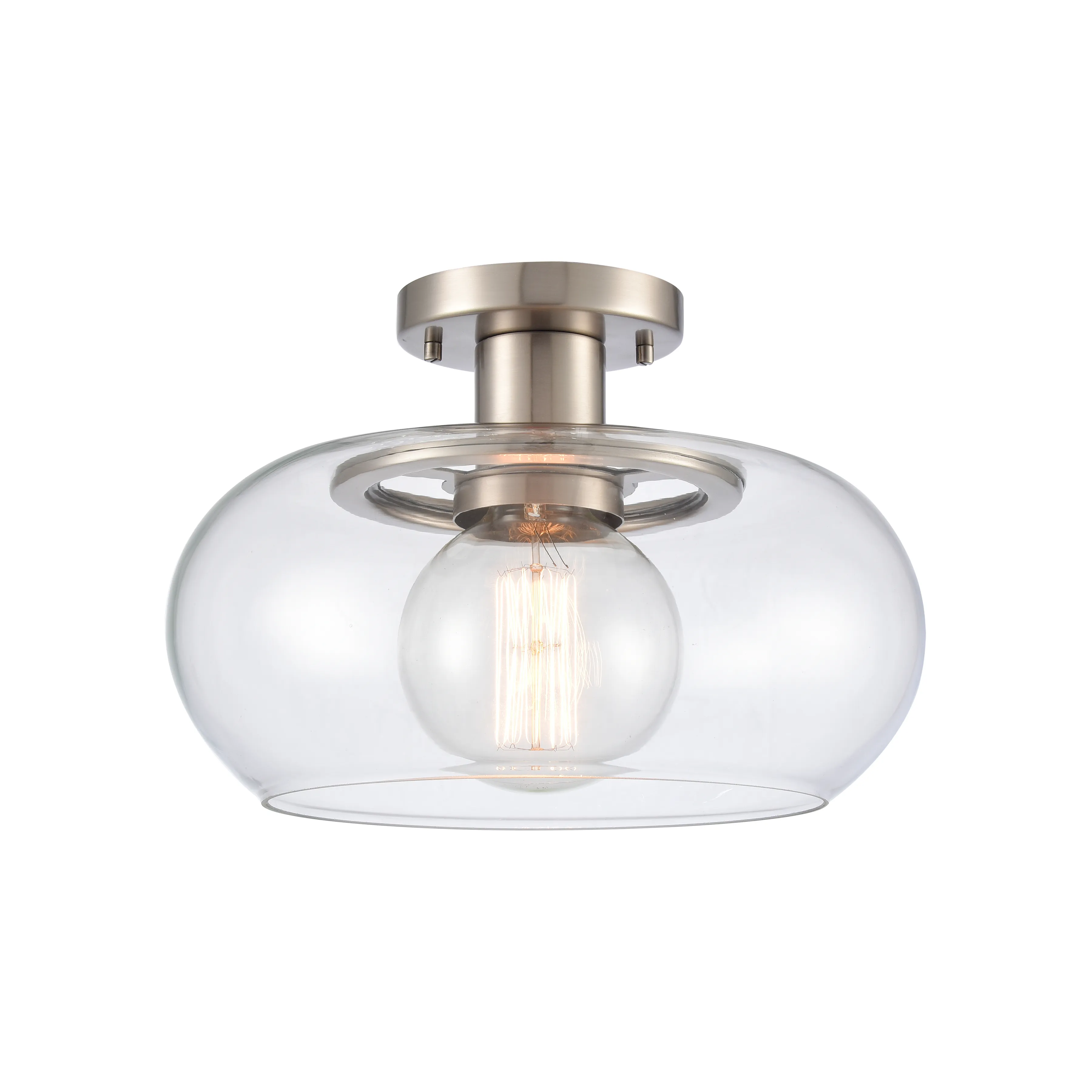 Clement 13'' Wide 1-Light Nickel Semi Flush Mount