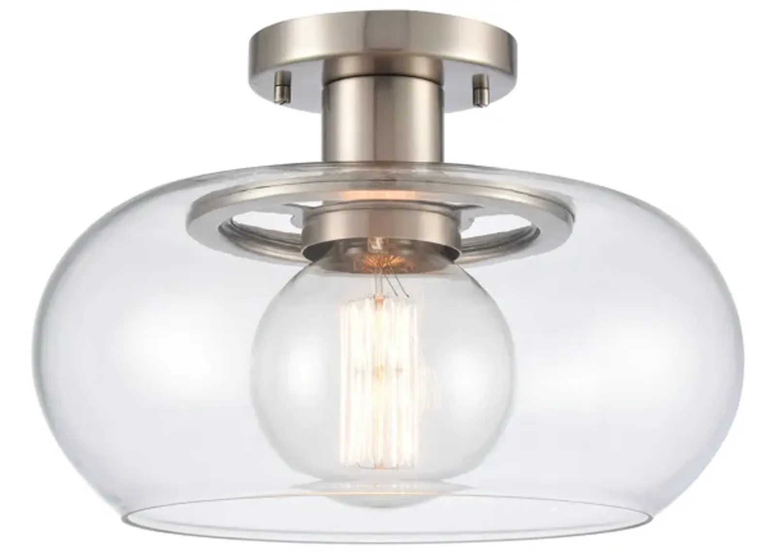 Clement 13'' Wide 1-Light Nickel Semi Flush Mount