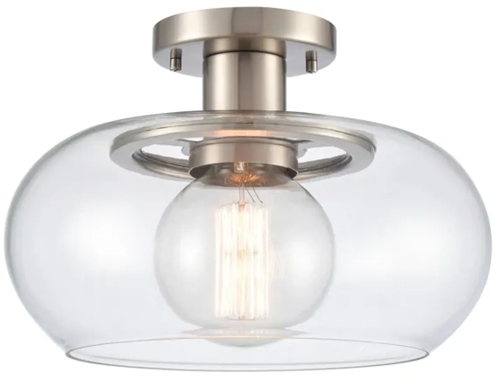 Clement 13'' Wide 1-Light Nickel Semi Flush Mount