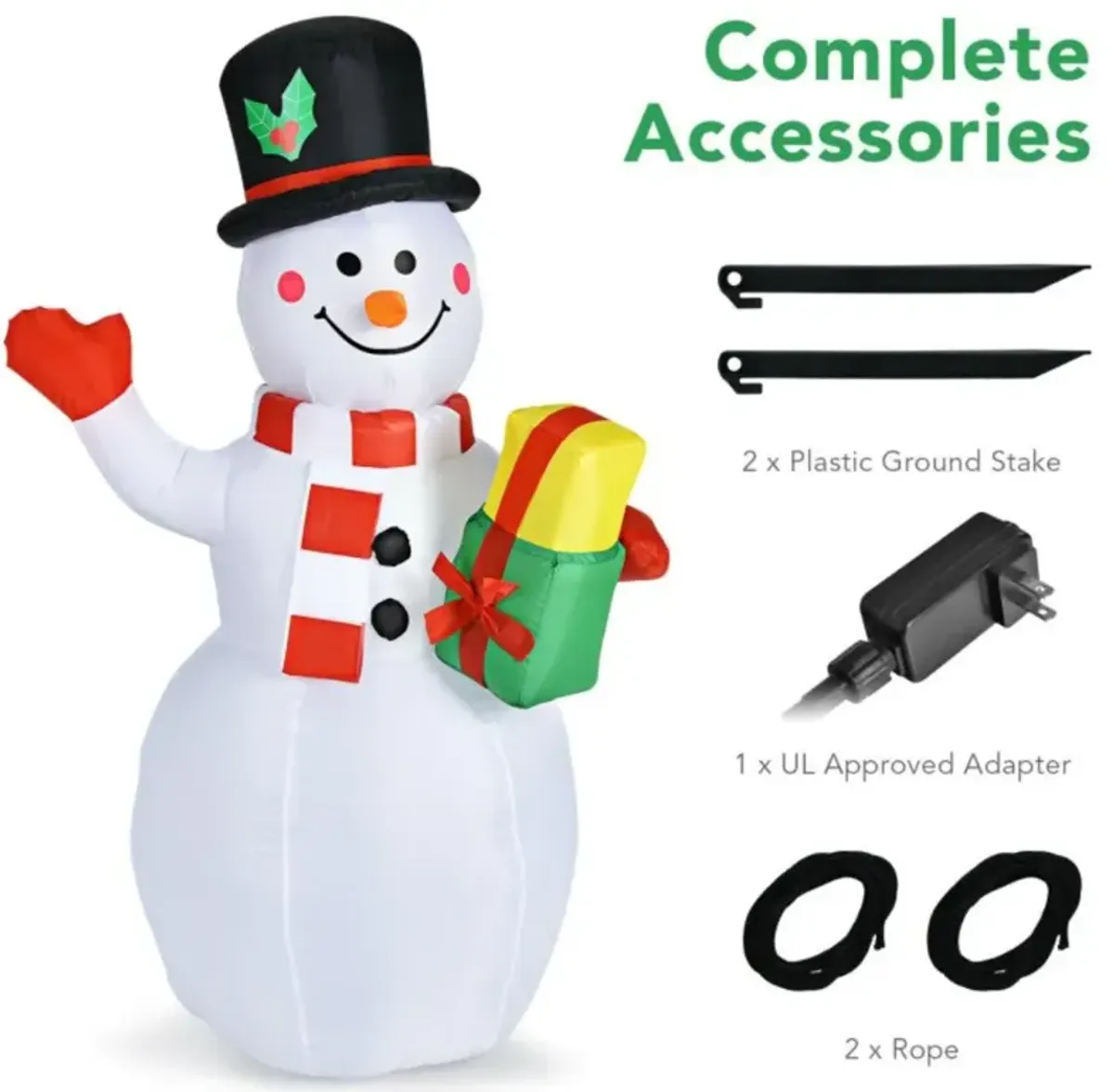 Hivvago 5 Feet Tall Snowman Inflatable Blow up Inflatable with Built-in Colorful LED Lights