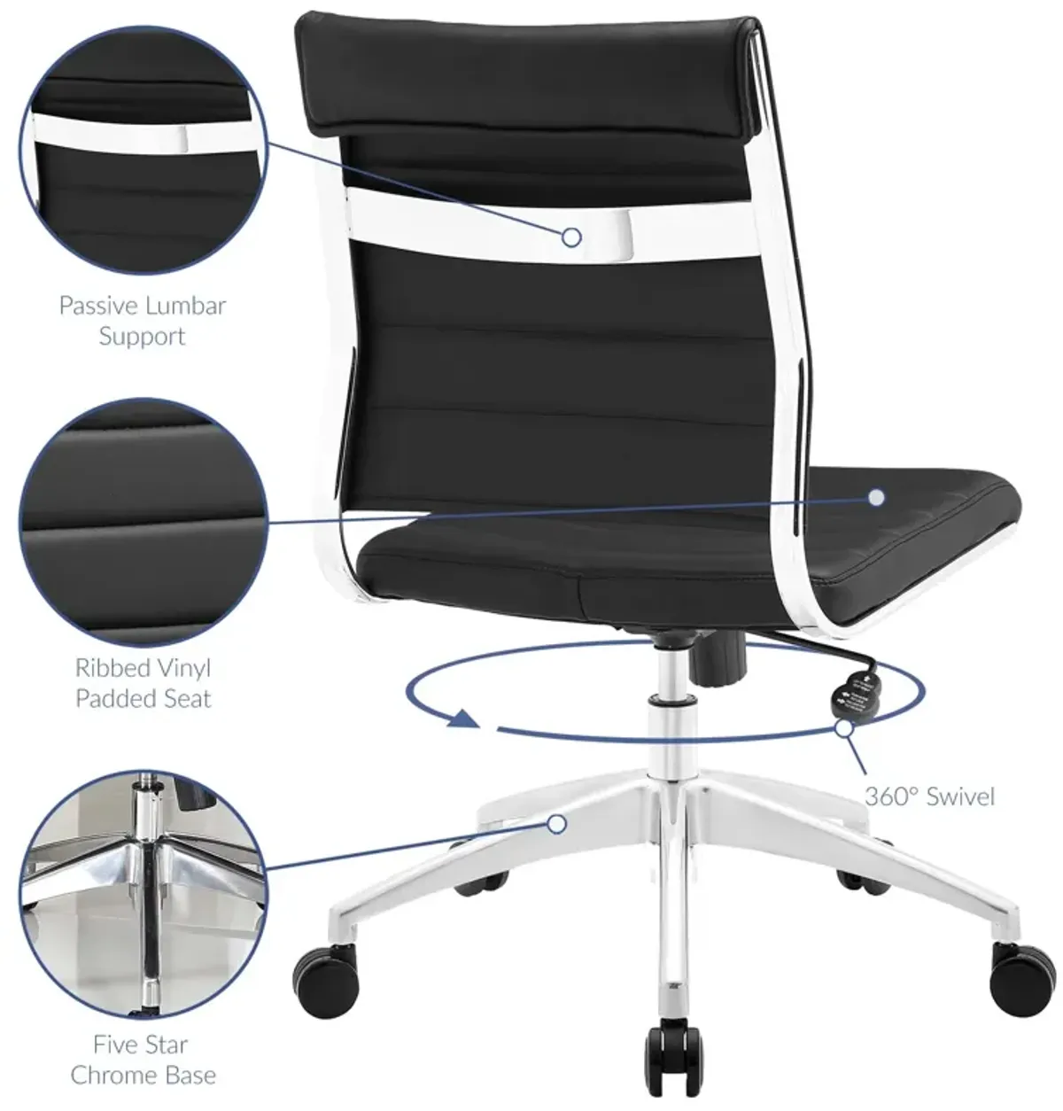 Modway Furniture - Jive Armless Mid Back Office Chair Black