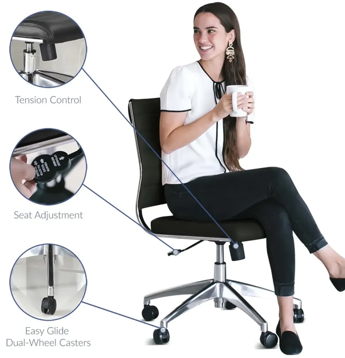 Modway Furniture - Jive Armless Mid Back Office Chair Black