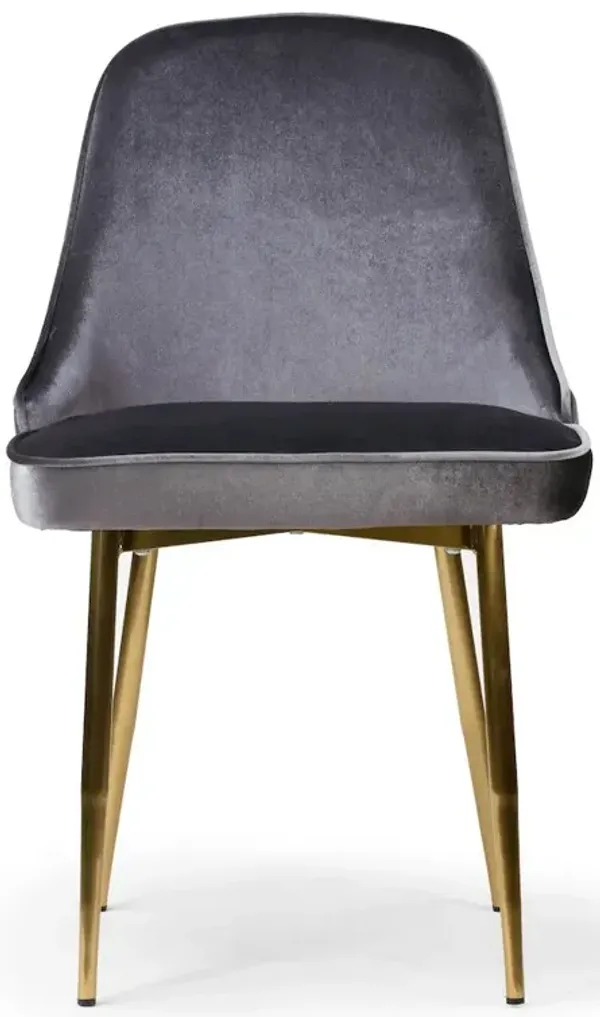 Glamour Home Set of 2 Alpha Sandy Brown Velvet Chair with Brushed Golden Steel Legs