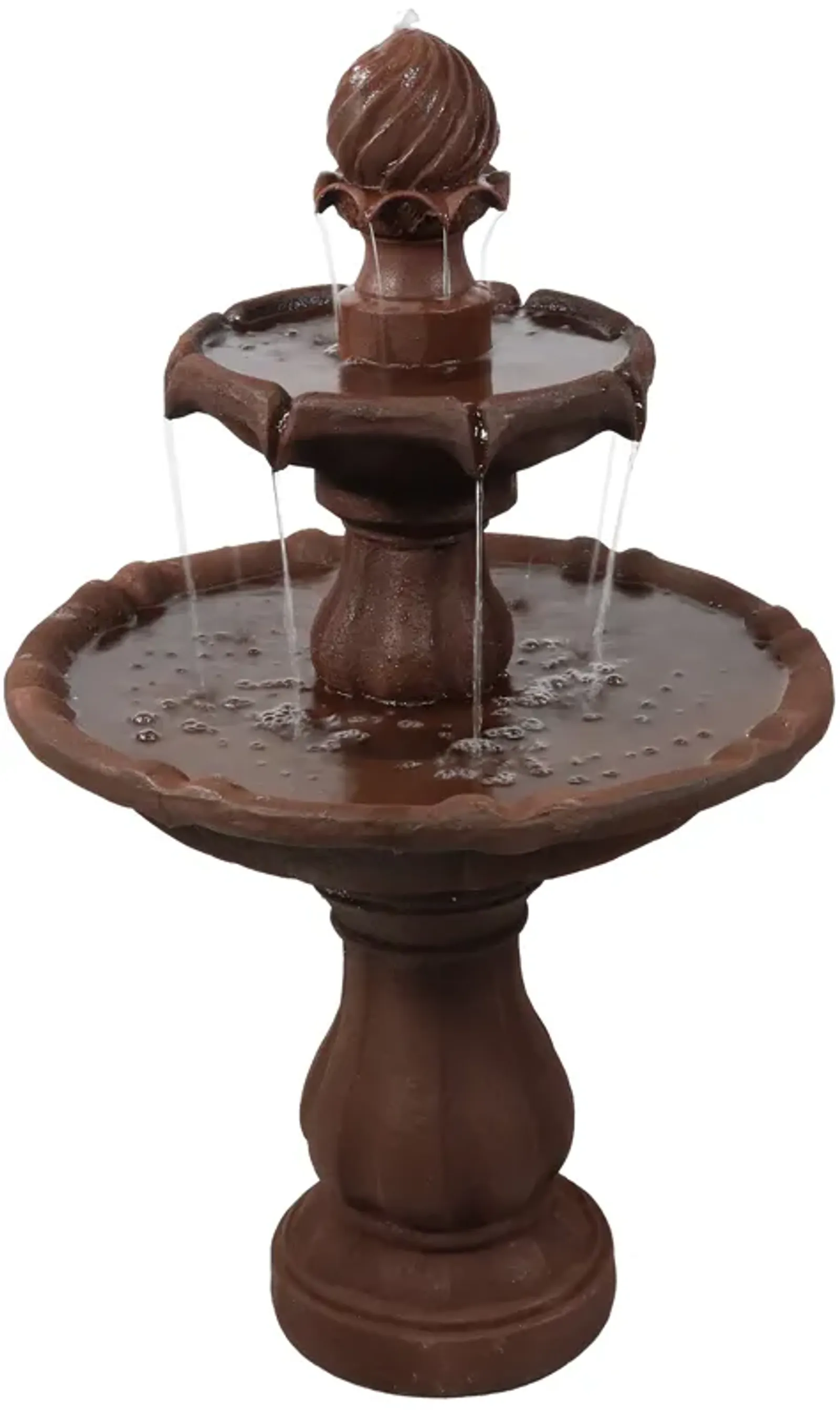 Sunnydaze Resin Outdoor 2-Tier Solar Water Fountain with Battery