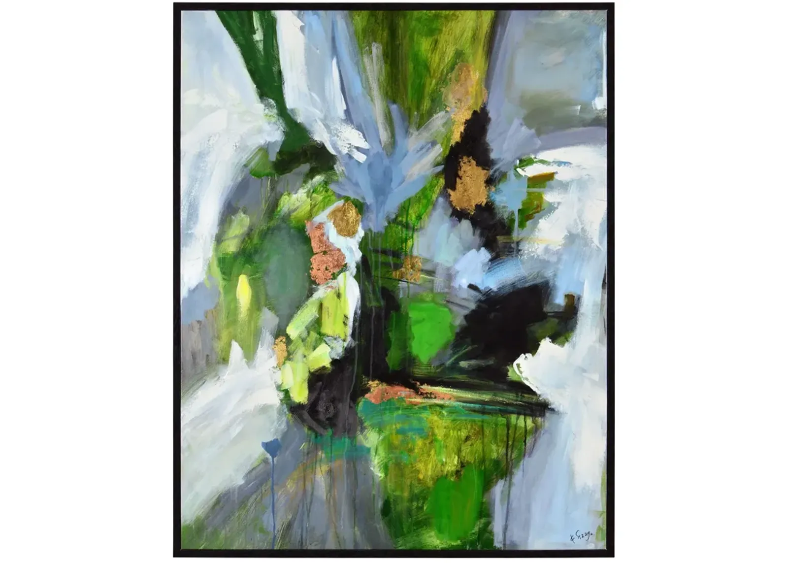 Green and Black Rectangular Framed Wall Art 50" x 40"