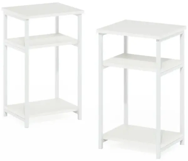 3-Tier Industrial Metal Frame End Table with Storage Shelves, 2-Pack