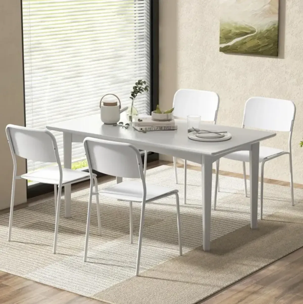 Hivvago Modern Dining Chairs Set of 4 with Tilted Backrest and Sturdy Metal Legs