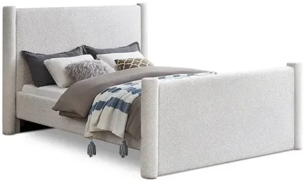 Meridian Furniture Elias Cream Boucle Fabric Queen Bed