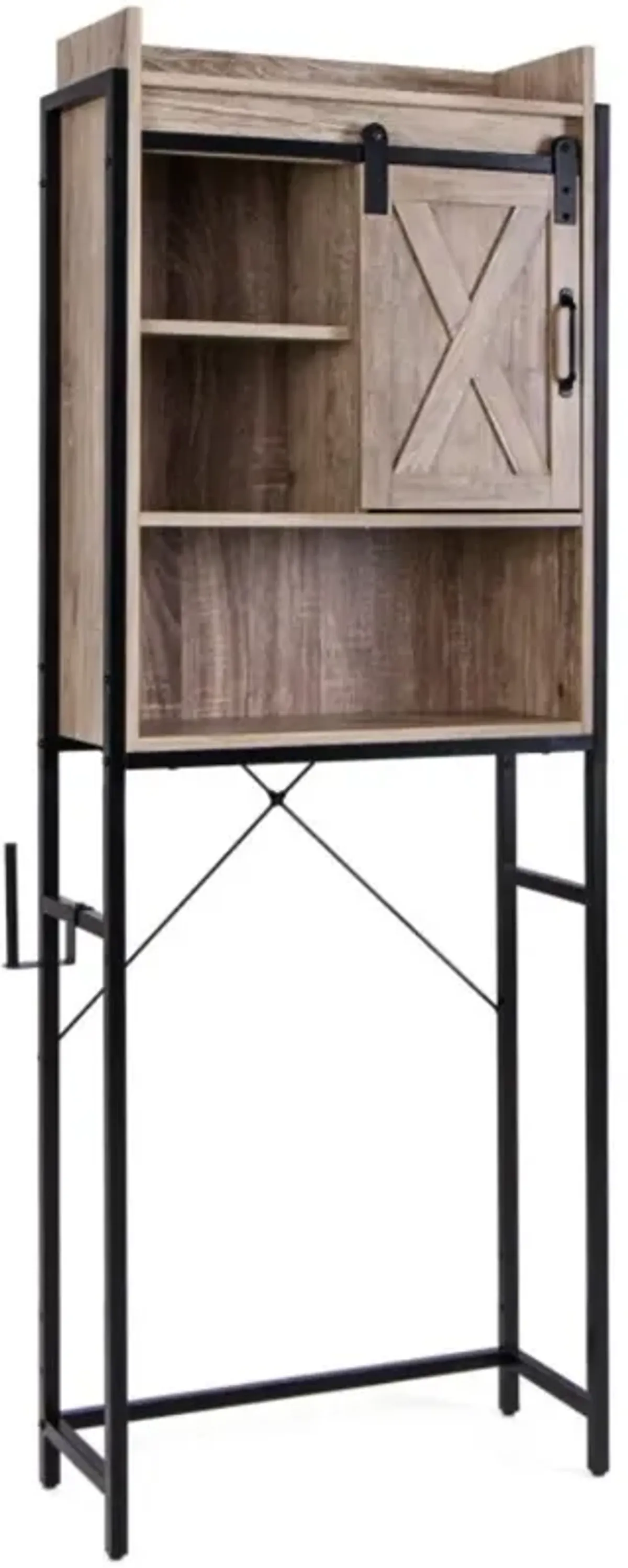 Hivvago 4-Tier Multifunctional Toilet Sorage Cabinet with Adjustable Shelf and Sliding Barn Door