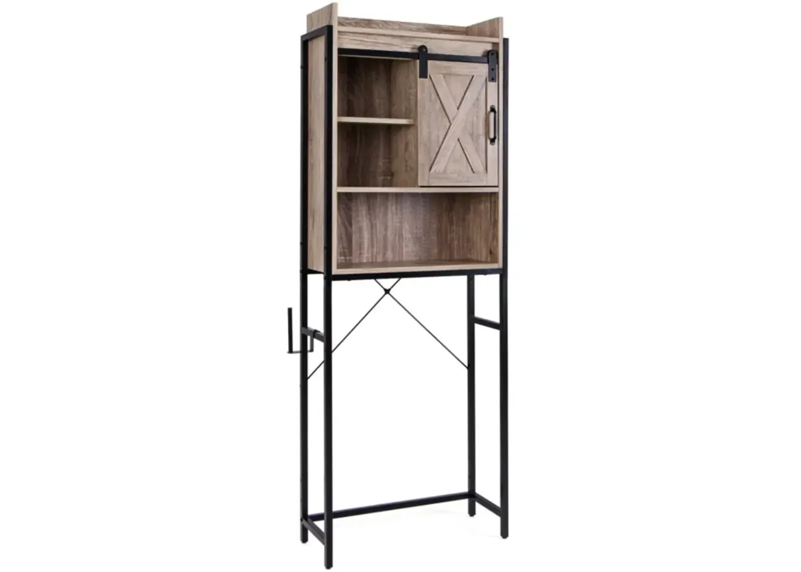 Hivvago 4-Tier Multifunctional Toilet Sorage Cabinet with Adjustable Shelf and Sliding Barn Door