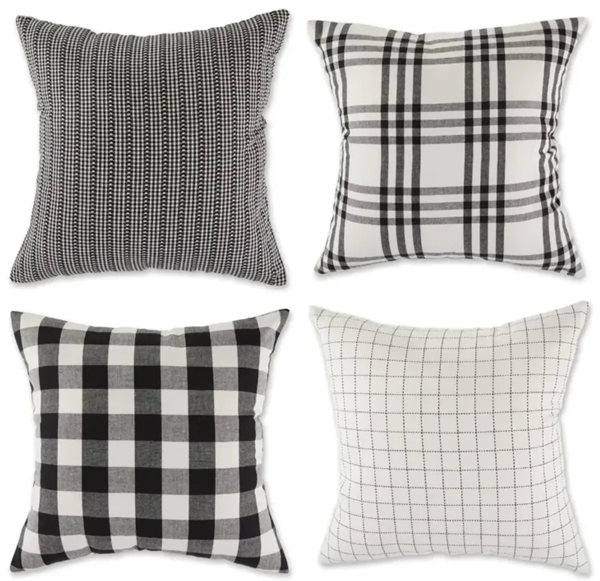 Set of 4 Black Farmhouse Check Throw Pillow Covers 18"