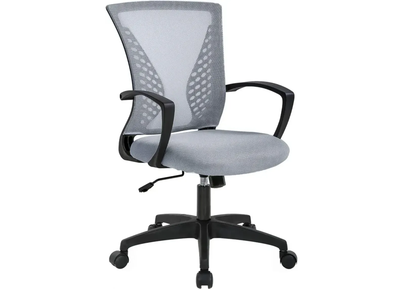 Hivvago Gray Modern Mid-Back Ergonomic Mesh Office Desk Chair with Armrest on Wheels