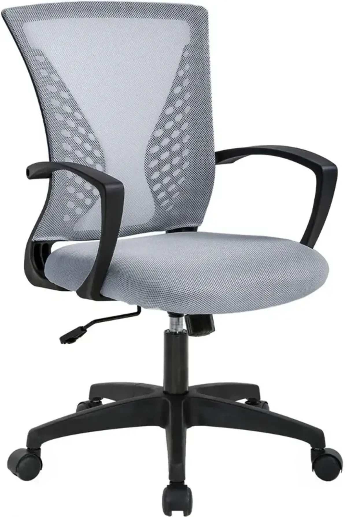 Hivvago Gray Modern Mid-Back Ergonomic Mesh Office Desk Chair with Armrest on Wheels