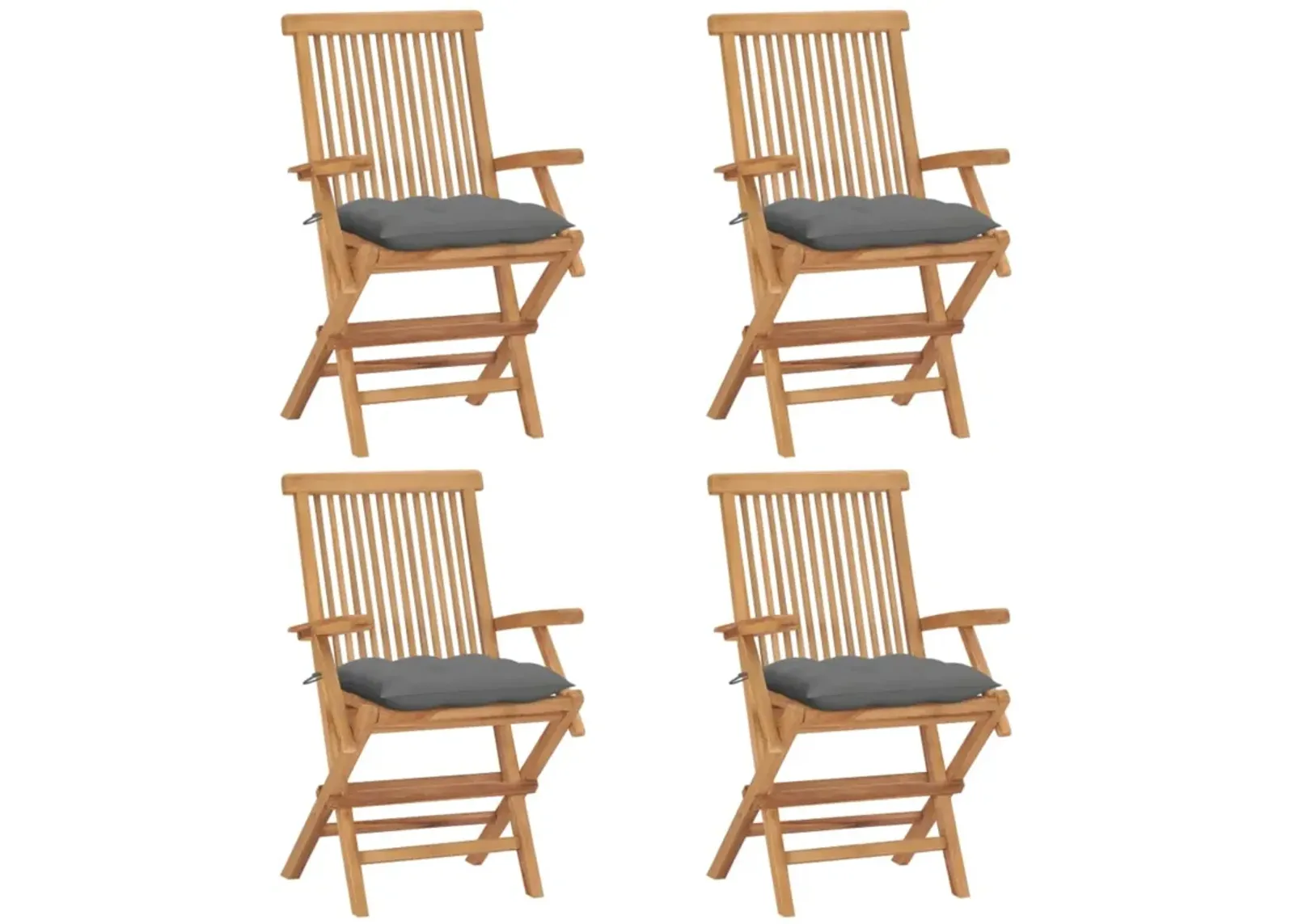 vidaXL Garden Chairs with Gray Cushions 4 pcs Solid Teak Wood