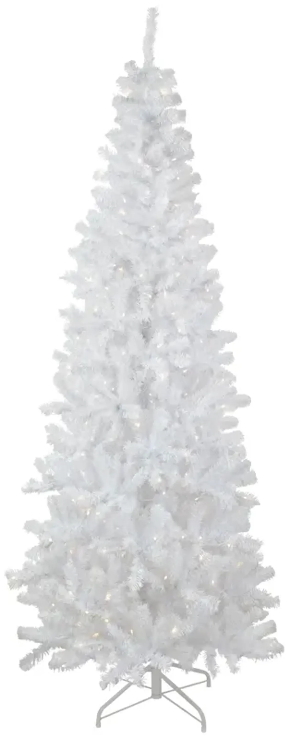 7.5' Pre-Lit White Georgian Pine Pencil Artificial Christmas Tree  Warm White LED Lights