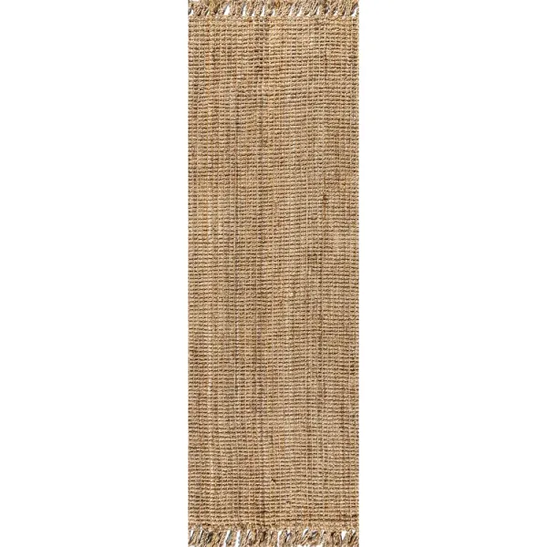 Pata Hand Woven Chunky Jute with Fringe Area Rug