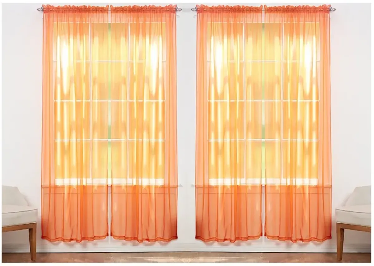 J&V TEXTILES Solid Sheer Window Curtain Panels- Set of 4