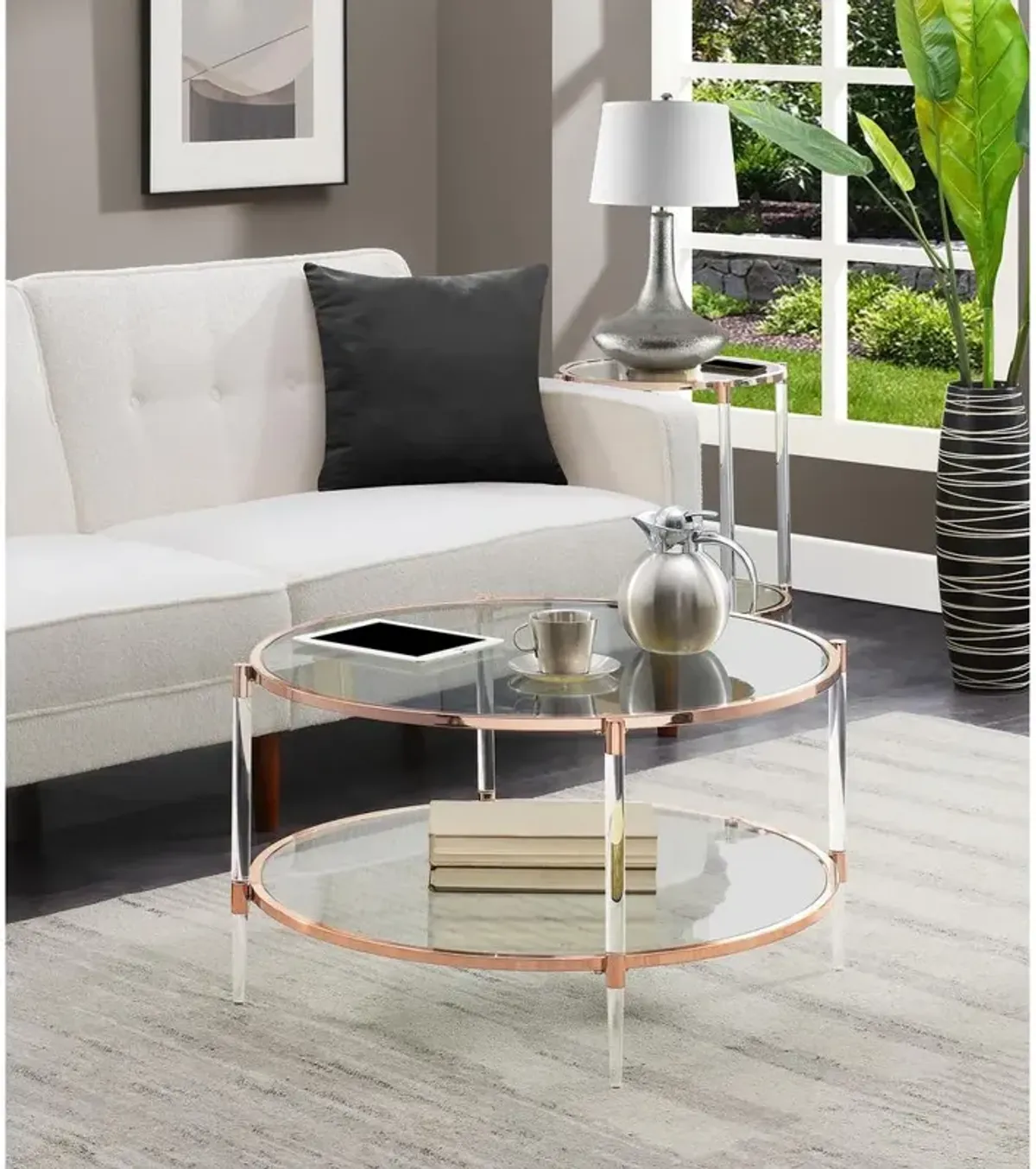 Convenience Concepts Royal Crest 2 Tier Acrylic Glass Coffee Table