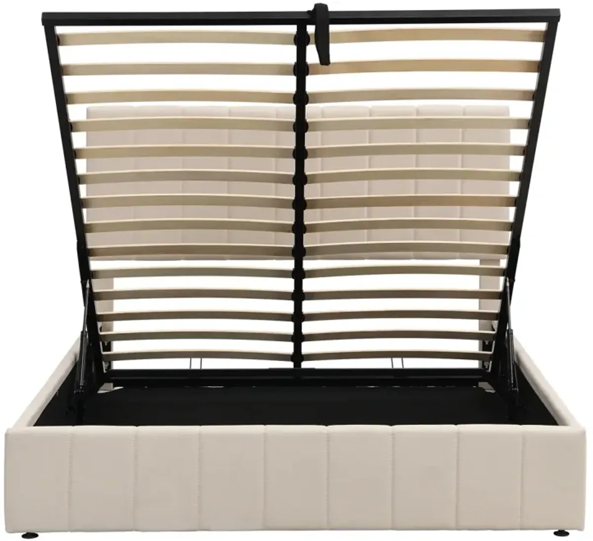 Queen Size Upholstered Platform Bed With A Hydraulic Storage System