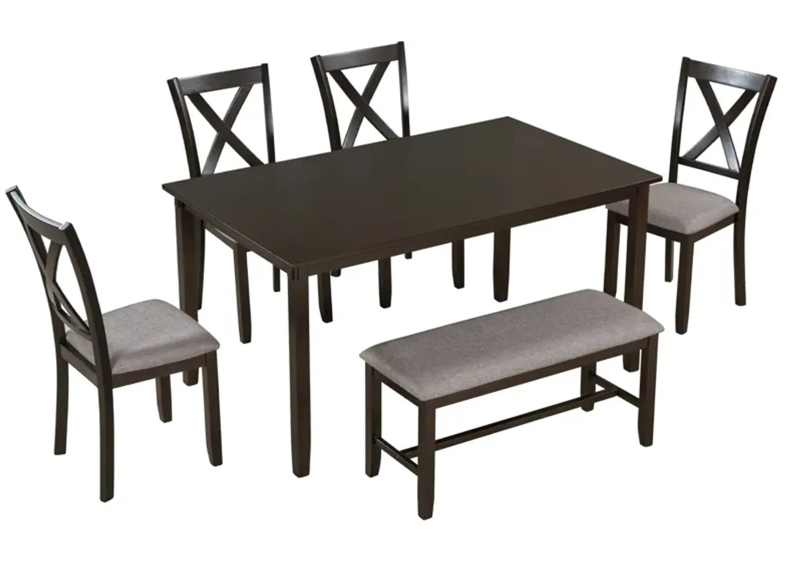 Merax Rustic 6-Piece Kitchen Dining Table Set