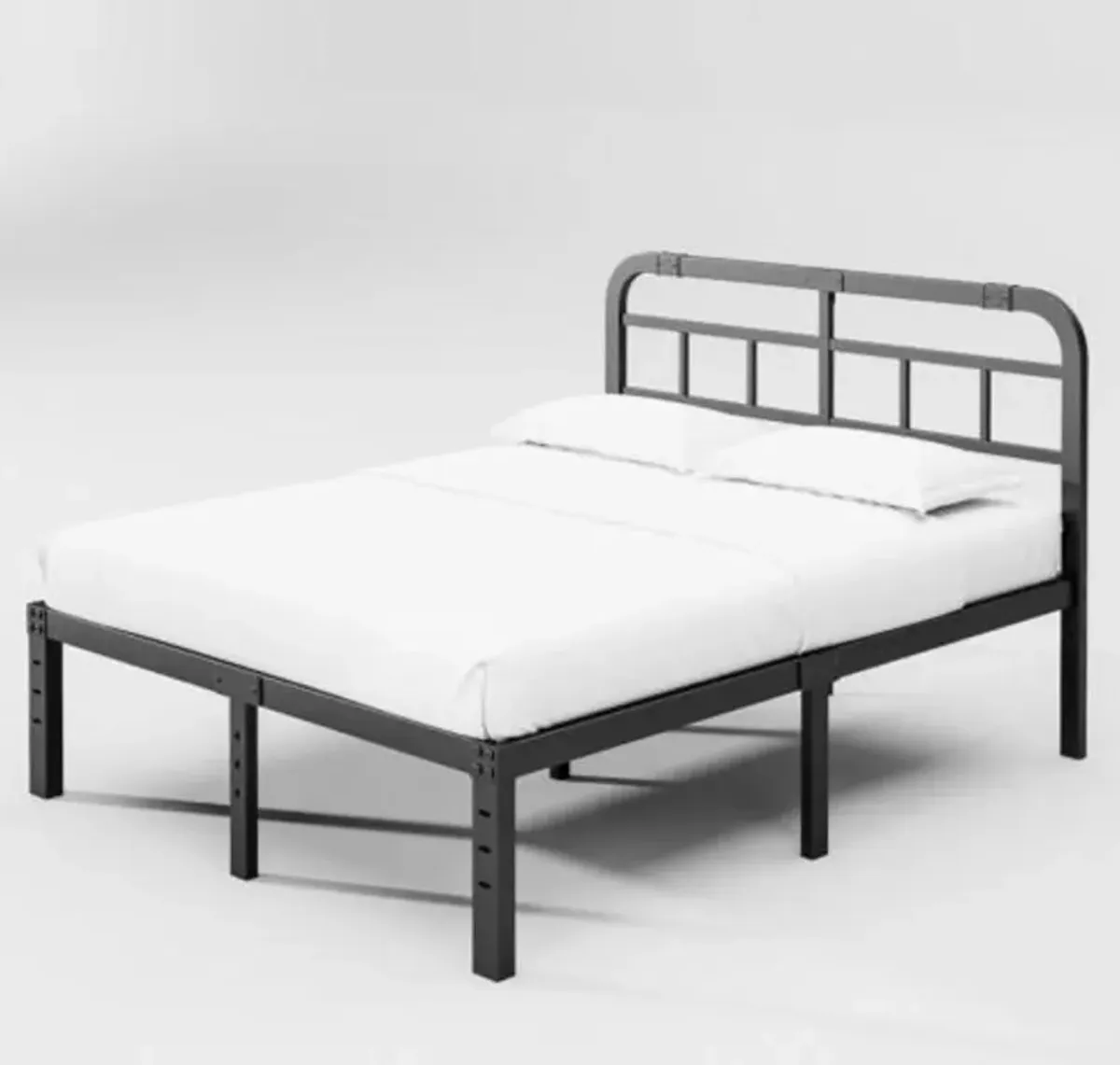 Heavy Duty Black Metal Platform Bed Frame with Headboard