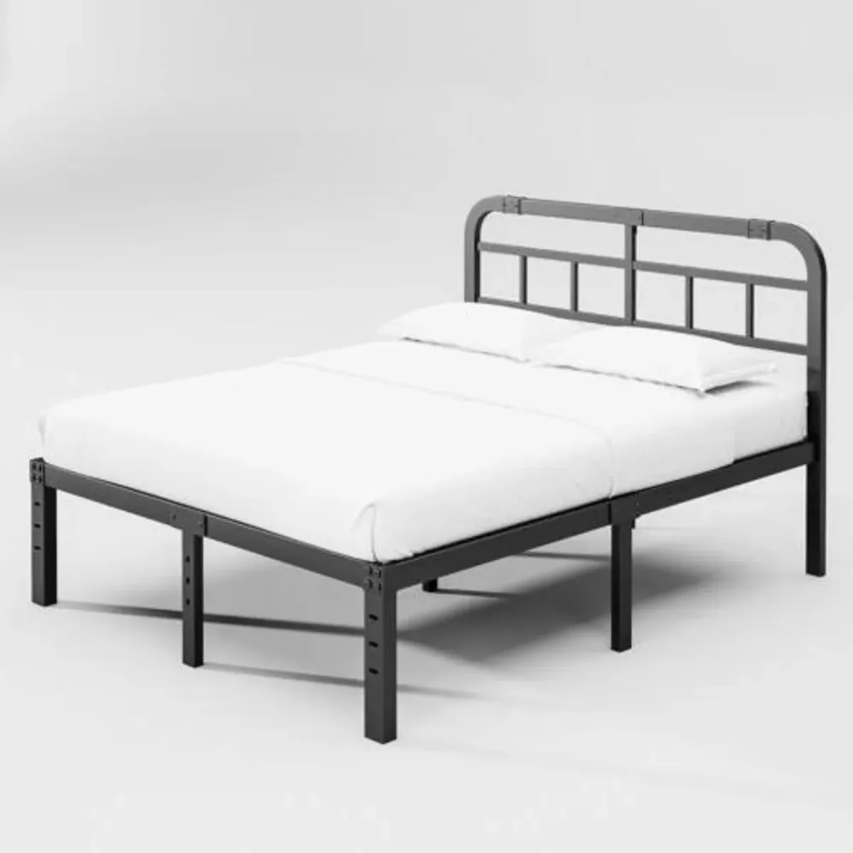 Heavy Duty Black Metal Platform Bed Frame with Headboard