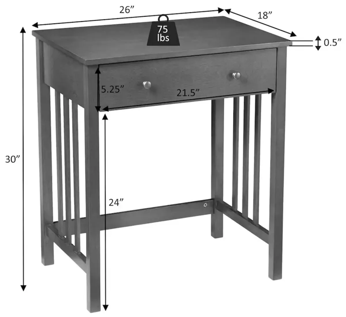 Convience Concept, Inc. Designs2Go Mission Desk with Keyboard Drawer