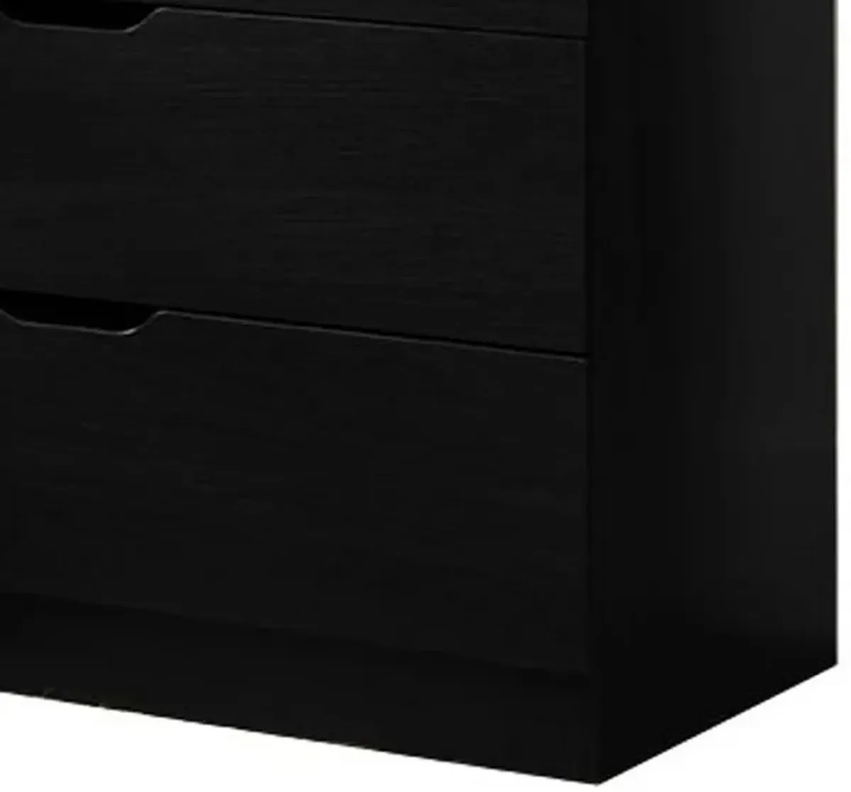 Tall Dresser Chest, 44 Inch Freestanding with 5 Drawers, Classic Black - Benzara