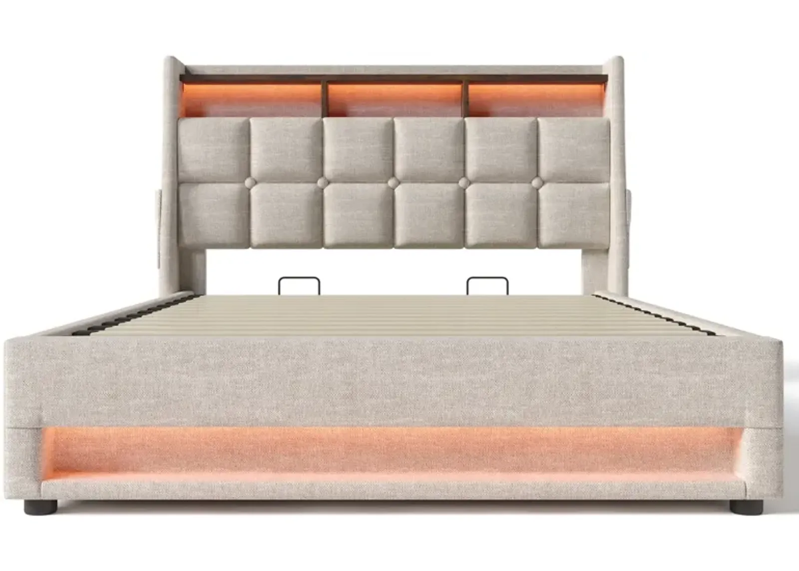 Merax Storage Platform Bed  with LED and USB Port