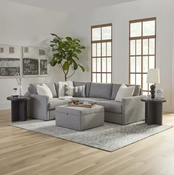 Flex 4-Seat Pebble Sectional with Narrow Arm and Storage Ottoman