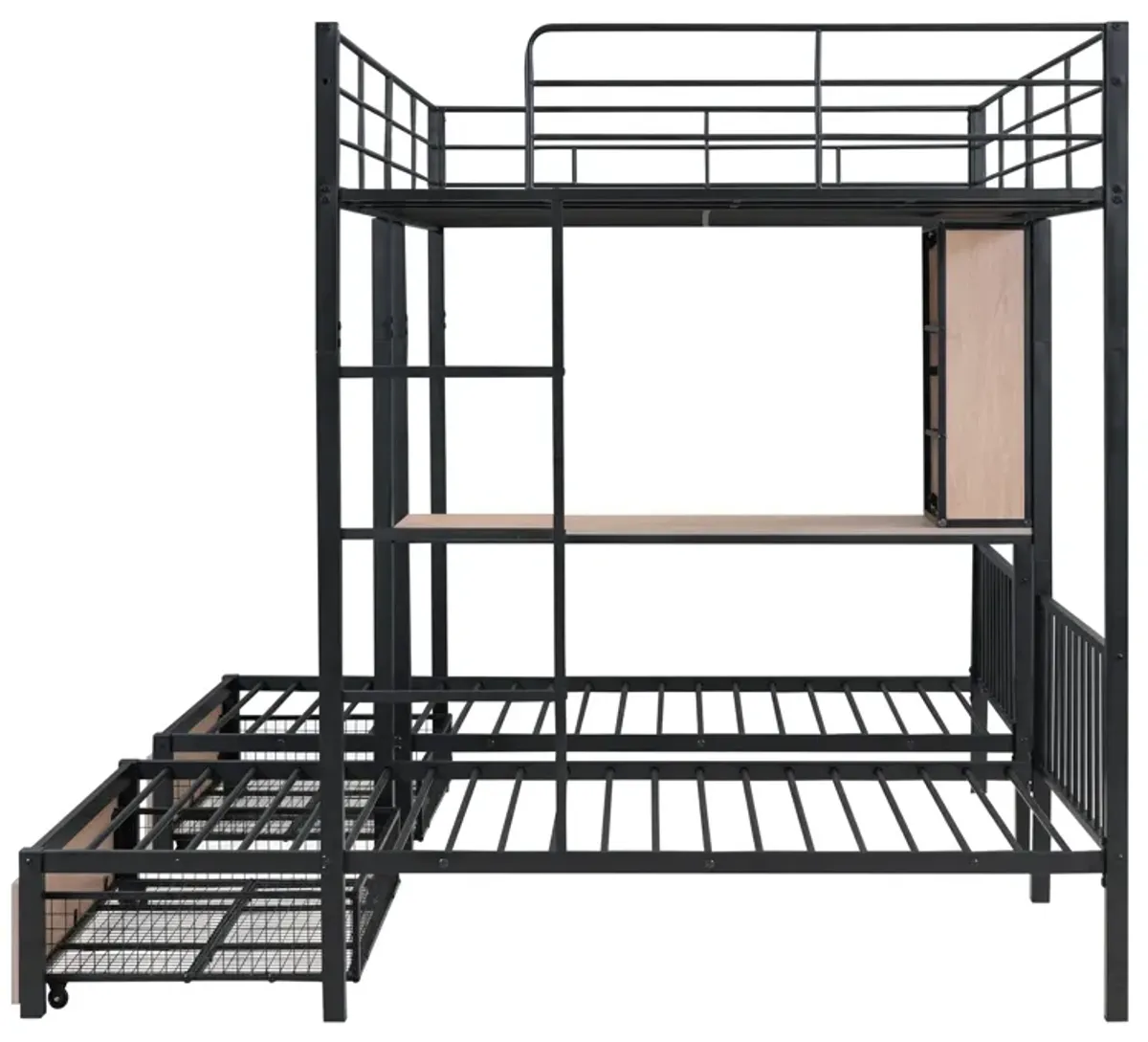 Merax Metal Triple Bunk Bed with Drawers