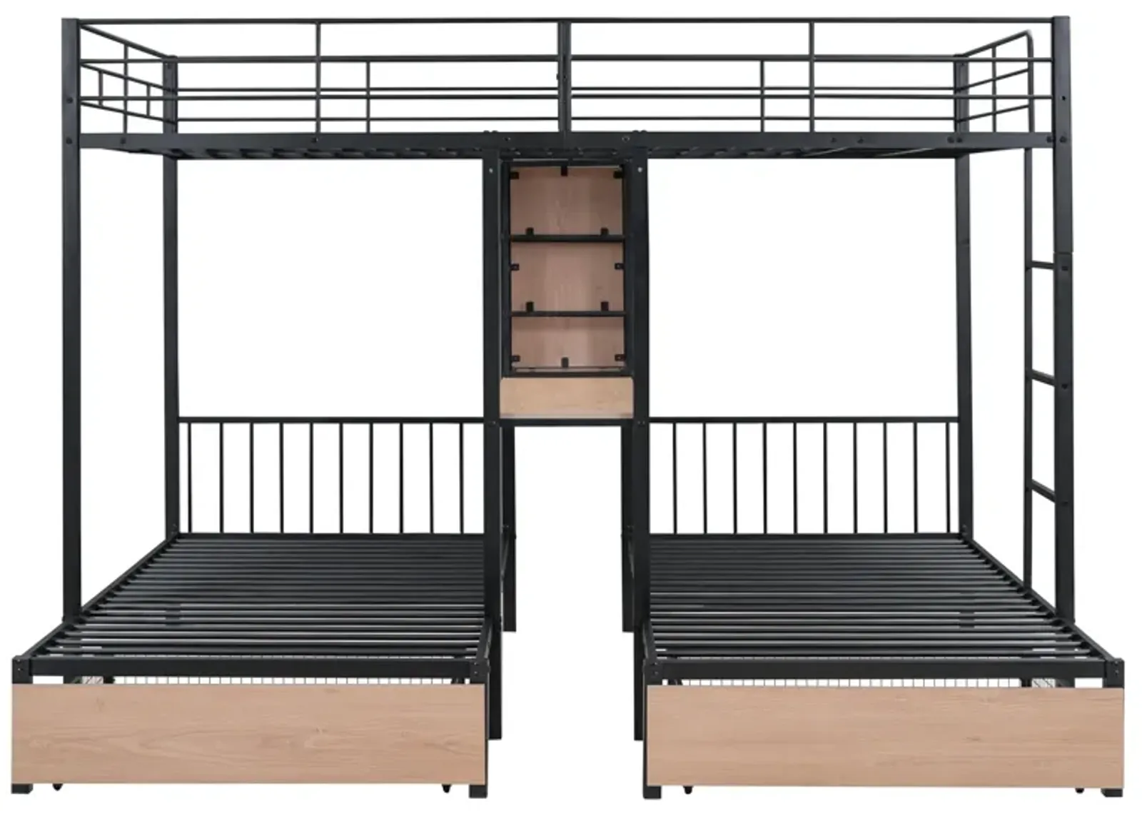 Merax Metal Triple Bunk Bed with Drawers