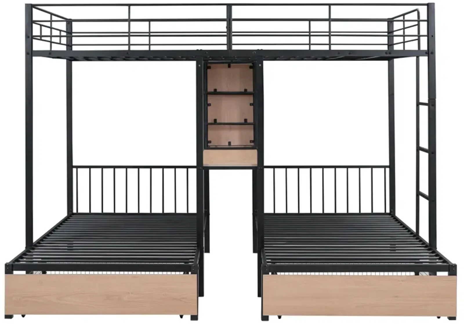 Merax Metal Triple Bunk Bed with Drawers