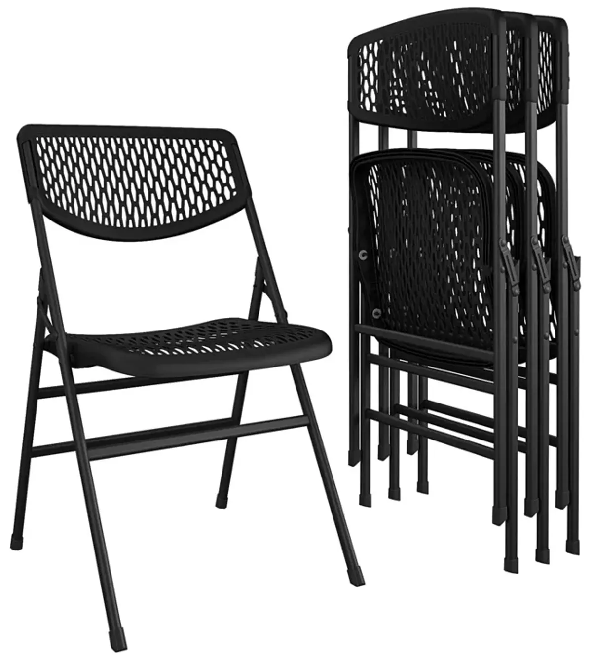 COSCO Ultra Comfort Commercial XL Plastic Folding Chairs 4-Pack