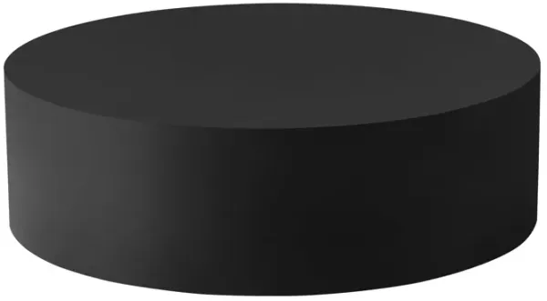 Rano Coffee Table, 40 Inch Round Black Iron Top, Modern Drum Shape - Benzara