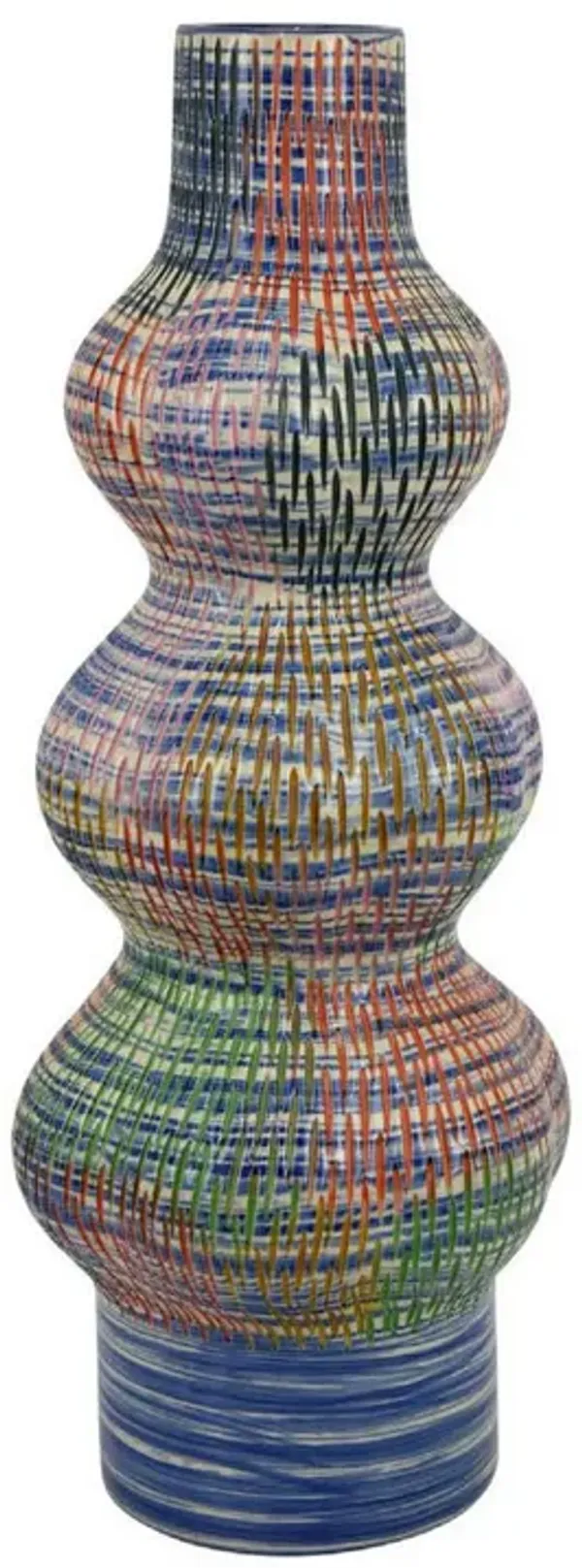 Decorative Accent Vase, 3 Rounded Accents, 22 Inch Multicolor Ceramic - Benzara
