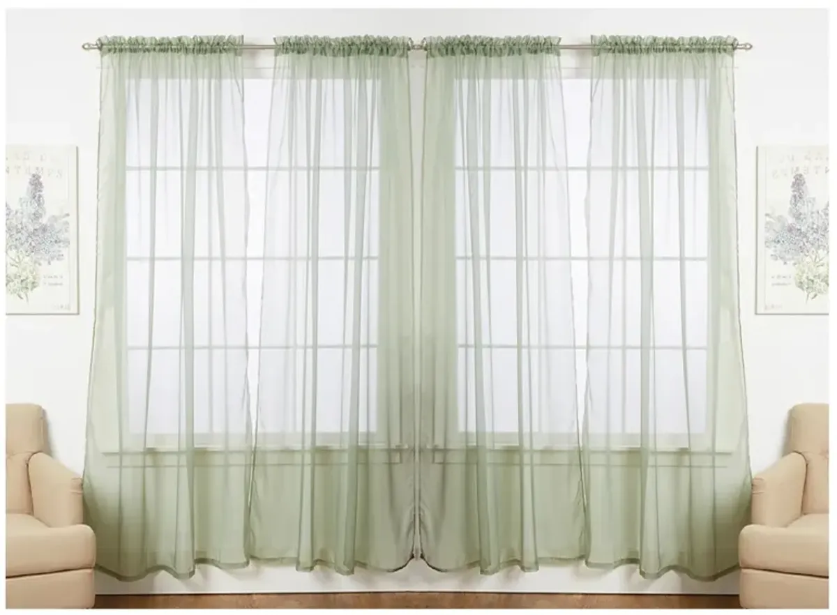J&V TEXTILES Solid Sheer Window Curtain Panels- Set of 4