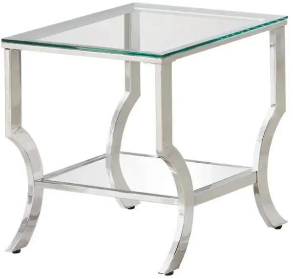 Saide Square End Table with Mirrored Shelf Chrome