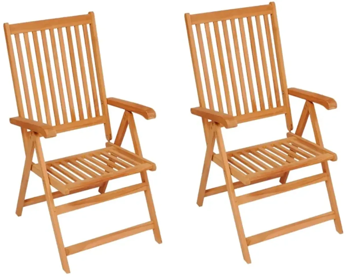 vidaXL Garden Chairs 2 pcs with Green Cushions Solid Teak Wood