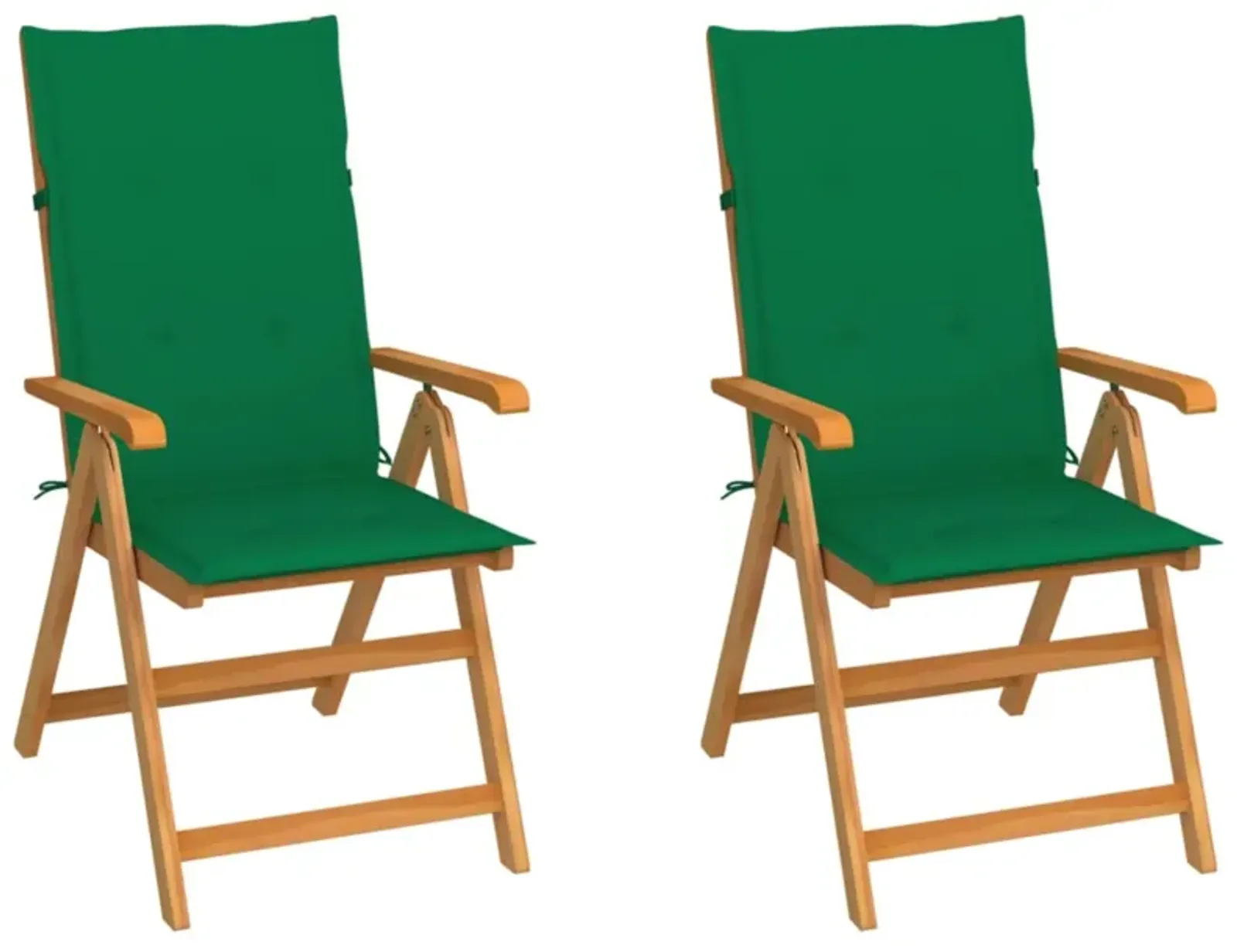 vidaXL Garden Chairs 2 pcs with Green Cushions Solid Teak Wood