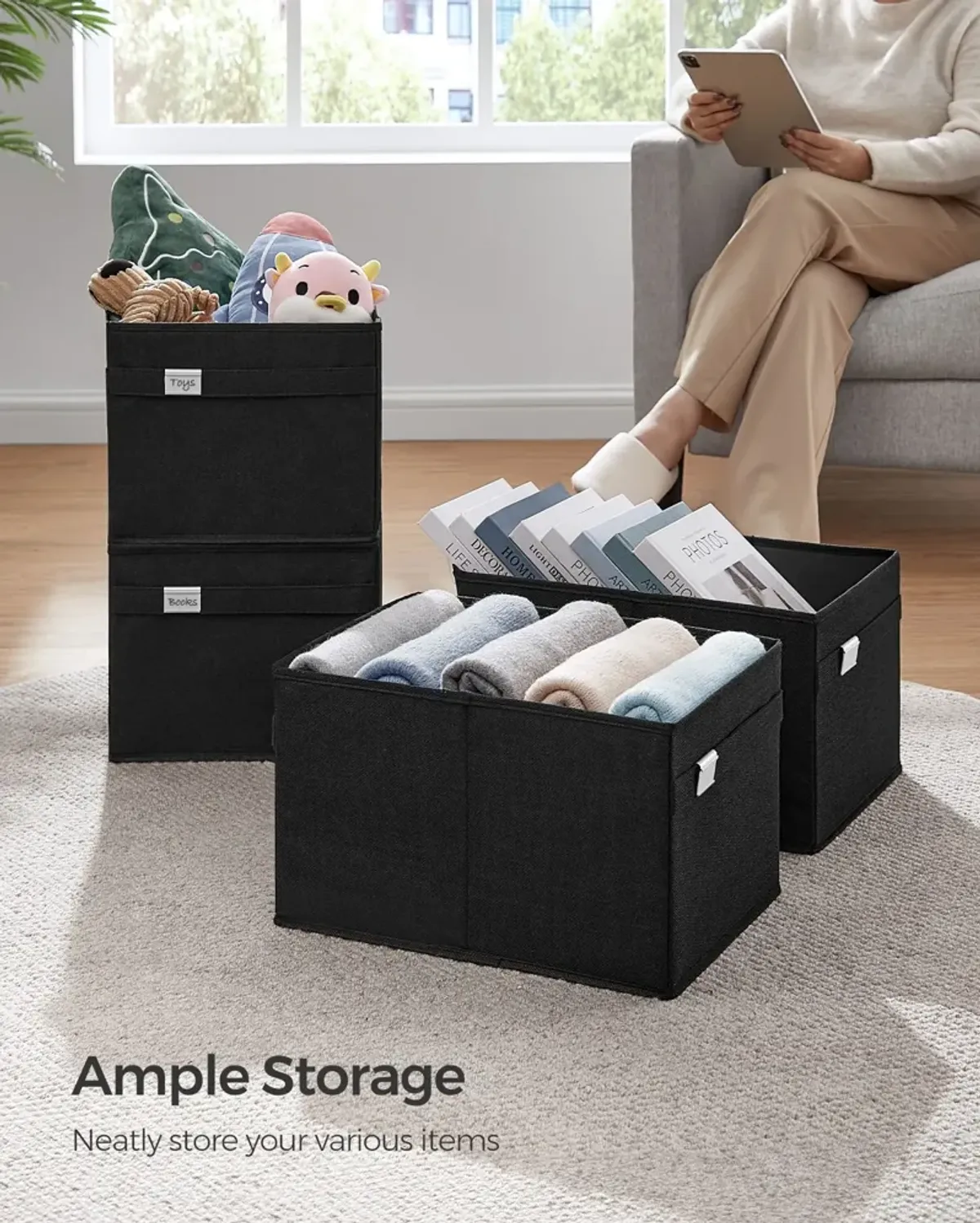 Durable Storage Baskets with Double Handles for Convenient and Stylish Organization