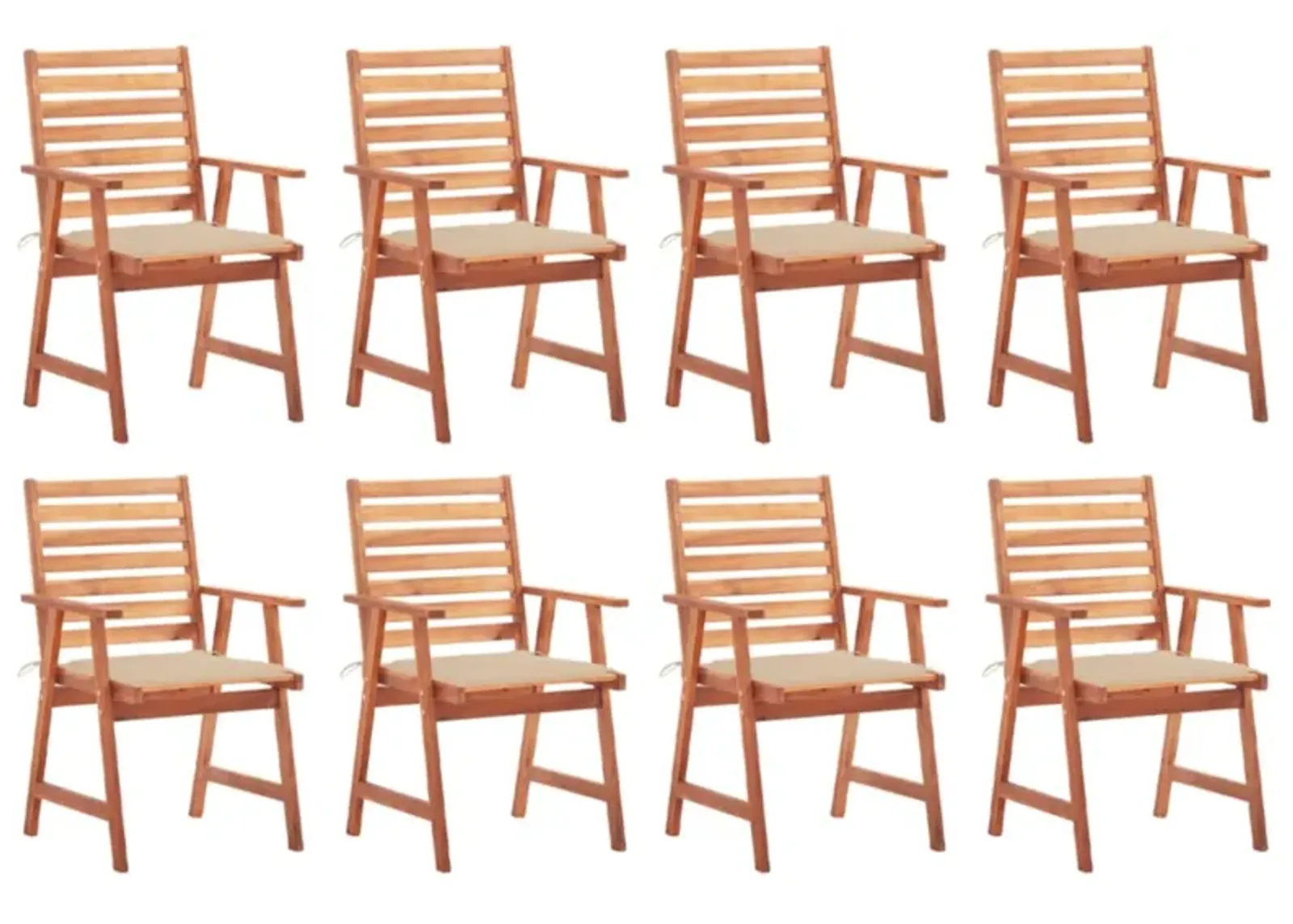 vidaXL Patio Dining Chairs 8 pcs with Cushions Solid Acacia Wood