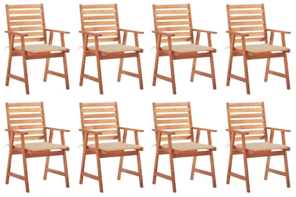 vidaXL Patio Dining Chairs 8 pcs with Cushions Solid Acacia Wood