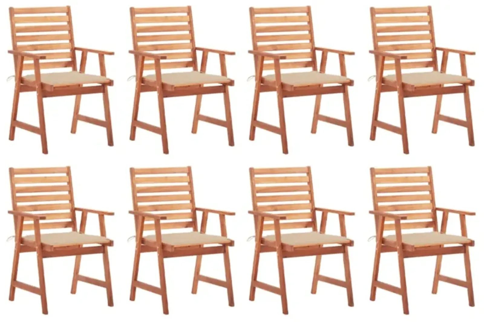 vidaXL Patio Dining Chairs 8 pcs with Cushions Solid Acacia Wood