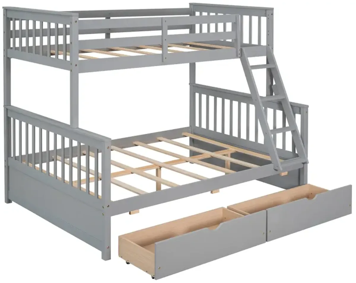 Twin-Over-Full Bunk Bed With Ladders And Two Storage Drawers